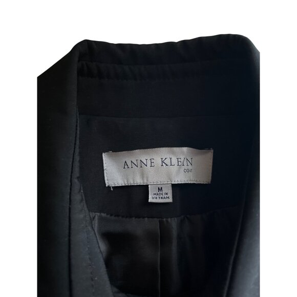 Anne Klein Womens M Black Twist Lock Trench/Raincoat With Collar Classy Stylish - Picture 5 of 10